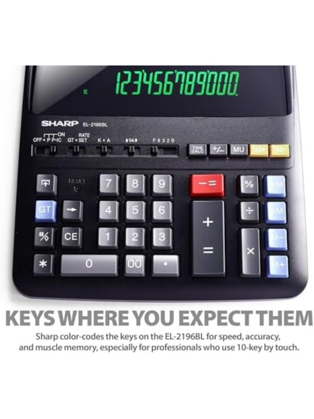 12-Digit Two-Color Print Calculator - Compact, Easy-to-Use, Black Office - Picture 4 of 6